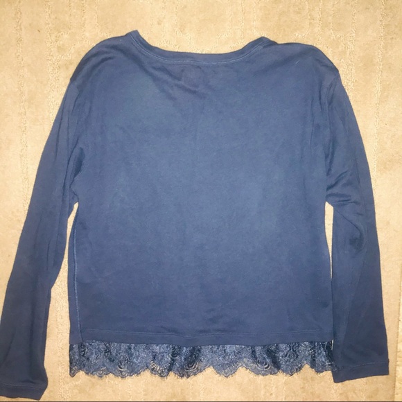 Abercrombie and Fitch navy logo sweatshirt with lace trim at bottom - Picture 4 of 7